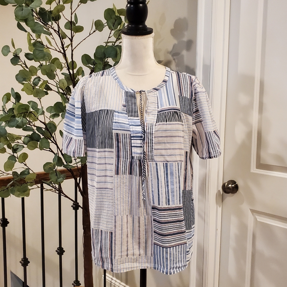 LOFT Cotton Multicolor Striped Blouse